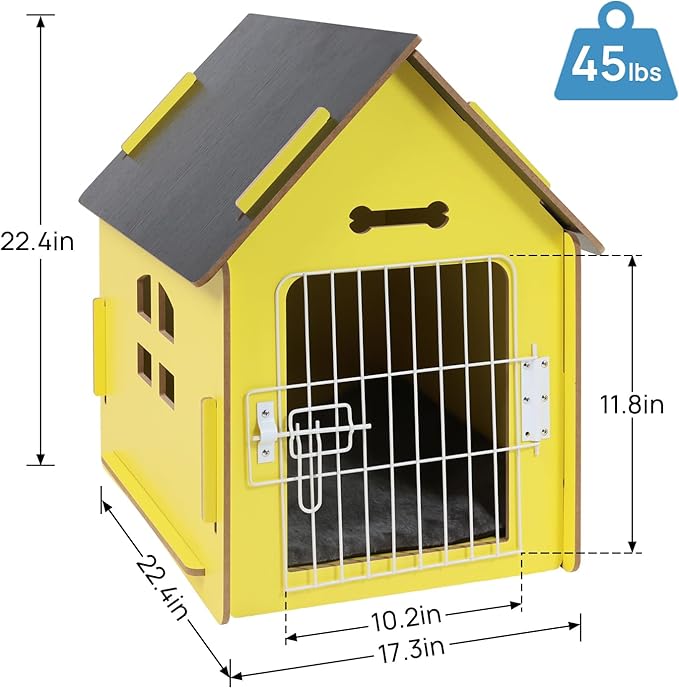 Dog House Indoor for Small Dogs or Cats, Cozy Wooden Design, Small Indoor Bed House, with Air Vents and Elevated Floor Warm Dog Cave-PawvioPets