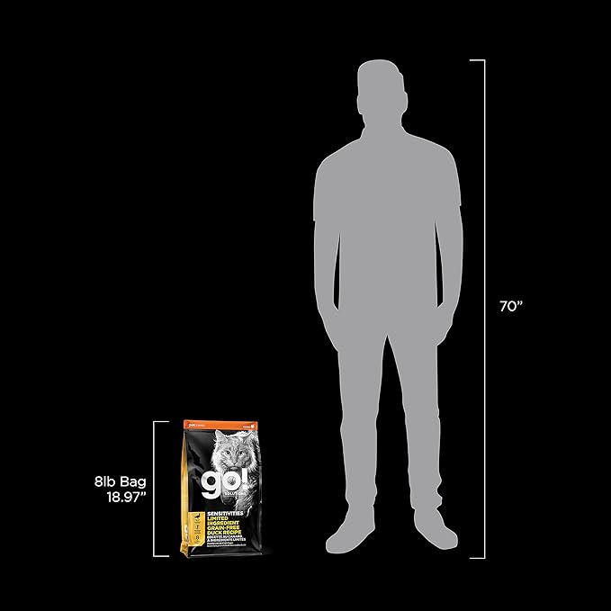 Go! Solutions Sensitivities Limited Ingredient, Grain-Free Dry Cat Food, Duck Recipe for Sensitive Stomach, 8 lb Bag-PawvioPets