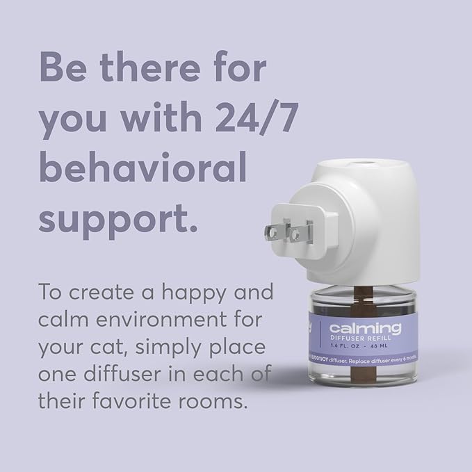 Cat Calming Diffuser Refills – Long-Lasting 30-Day Formula with Pheromones for Stress Relief, Relaxation, and Anxiety Reduction in Cats Easy to Use – (2 Diffusers + 2 Refills)-PawvioPets