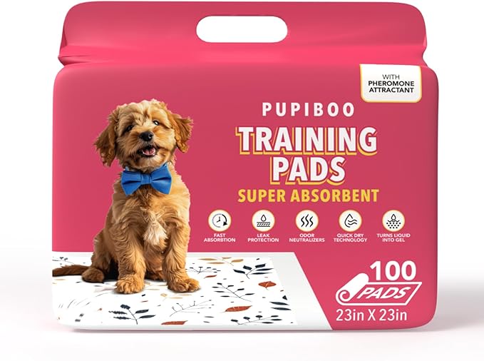 Disposable Dog Training Pads – Highly Absorbent Pee Pads with Quick-Dry Gel, Leak Proof Backing, Pheromonal Attractant for Housebreaking and Indoor Potty Training – 23 x 23 in (100 Count)-PawvioPets