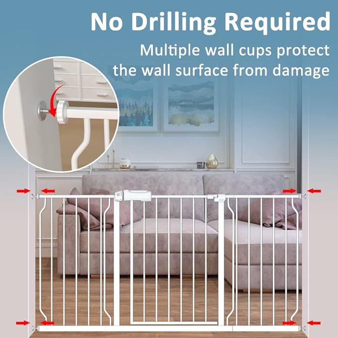 Extra Wide Baby Gate 14.17in Wide Extensions Walk Through Baby Gate Pressure Mount Auto Close Child Safety Gates (White, Extension-14.17"/36cm)-PawvioPets
