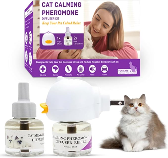 Calming Pheromone Diffuser Kit for Cats, Reduces Fighting, Spraying & Scratching (48 mL)-PawvioPets
