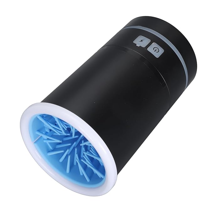 Automatic Dog Cleaner, Soft Electric Washer USB Rechargeable Portable Cleaner Cup, Dog Foot Cleaning Machine for Small to Medium Dogs Cats (Black White)-PawvioPets