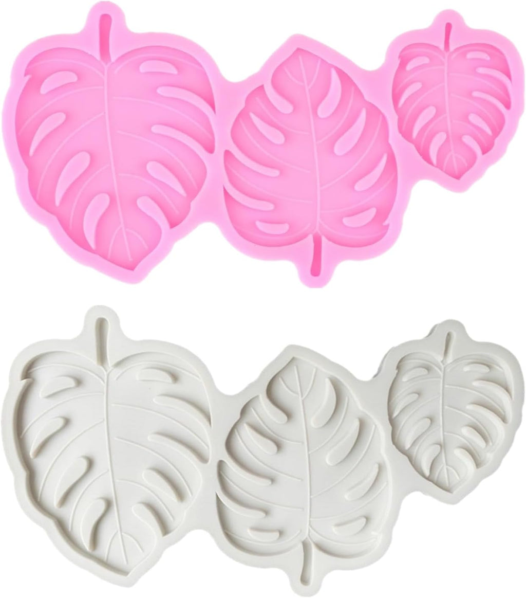 2 Pcs Tropical Leaf Molds Universal Silicone Leaf Fondant Molds for Cookie Chocolate, Kitchen Tools