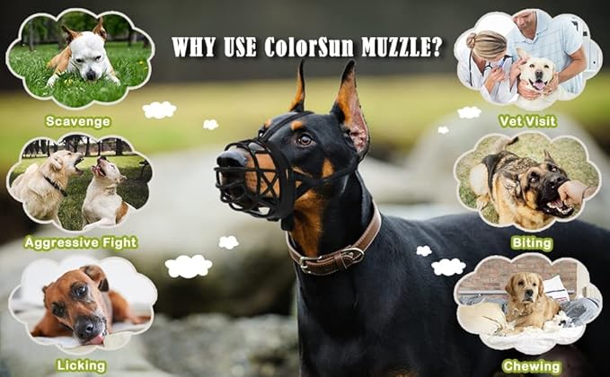 Dog Muzzle Breathable Basket Muzzles for Large and X-Large Dogs, Stop Biting, Barking and Chewing, Best for Aggressive Dogs Black Brown (Black Rubber, XL)-PawvioPets