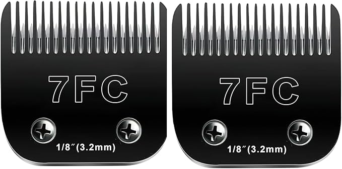 7F Blades Dog Grooming Blades Compatible with Andis/Oster A5/Wahl KM-10 Series Dog Clippers,Detachable Clipper Replacement Blade,Black (7FC/2PCS)-PawvioPets