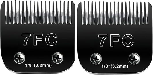 7F Blades Dog Grooming Blades Compatible with Andis/Oster A5/Wahl KM-10 Series Dog Clippers,Detachable Clipper Replacement Blade,Black (7FC/2PCS)-PawvioPets