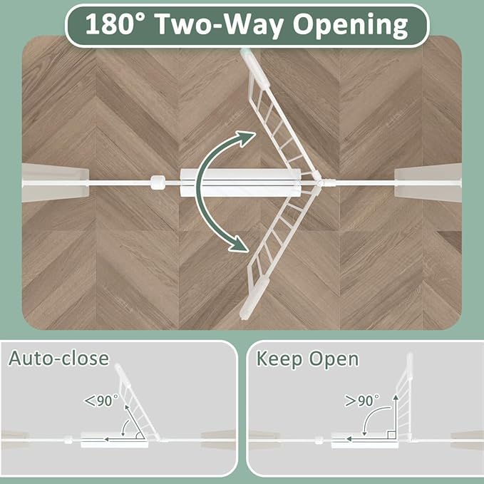 57.5"-62" Extra Wide Auto Closing Baby Safety Gate for Stairs & Doorways, Pressure Mounted No Drill Pet Gate with Walk-Through Door - Heavy Duty Childproof Gate for Toddlers, Kids, Dogs (White)-PawvioPets