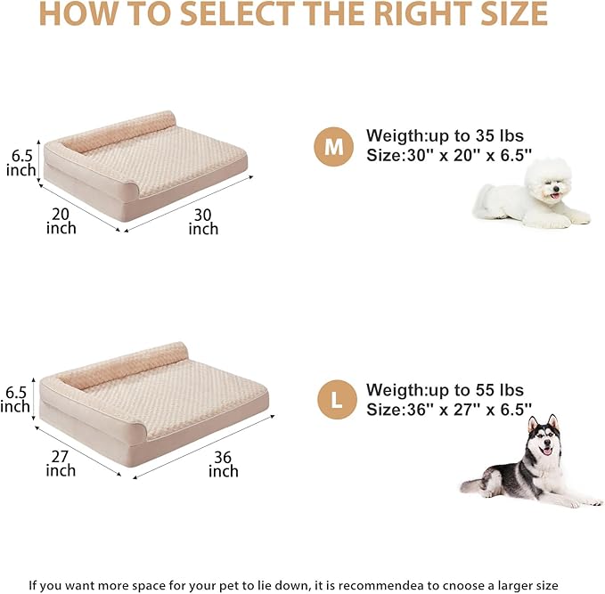 BFPETHOME Orthopedic Dog Beds for Large Dogs-Waterproof Sofa Dog Bed with Removable Washable Cover, Large Pet Bed with Waterproof Lining and Nonskid Bottom,Pet Bed for Dogs-PawvioPets