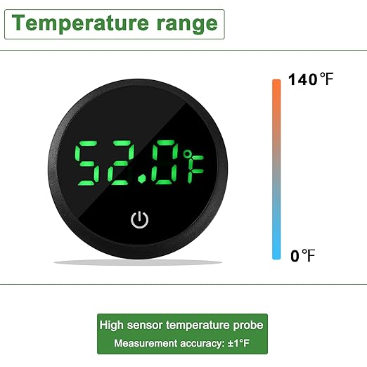 Aquarium Thermometer Digital Fish Tank Thermometer Led Display Fish Tank Temperature Gauge Accurate Thermometer to ±1℉ for Betta Axolotl Turtle Tank (with Spare Battery)-PawvioPets