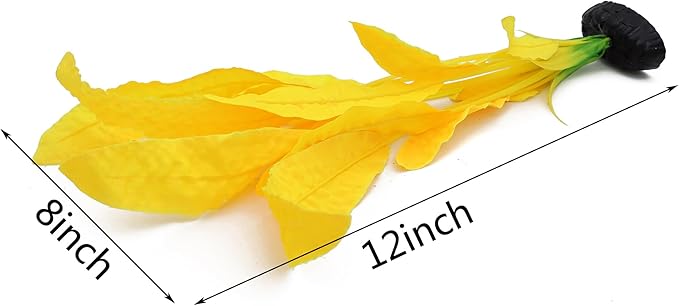 ALEGI Silk Aquarium Plants, 12 inch Artificial Silk Plants Decorations for Fish Tank,Aquarium Décor Plastic Plants (Yellow, 2 Pack)-PawvioPets