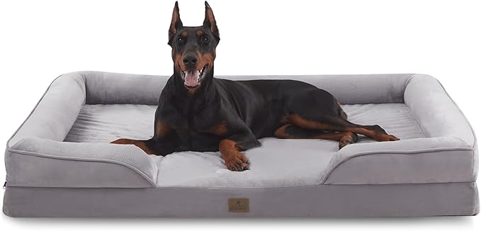 Bedfolks Orthopedic Dog Bed XXL, Waterproof Dog Sofa Bed for Giant Dogs, Egg Foam Pet Couch Bed with Removable Washable Cover and Nonslip Bottom, Light Grey-PawvioPets