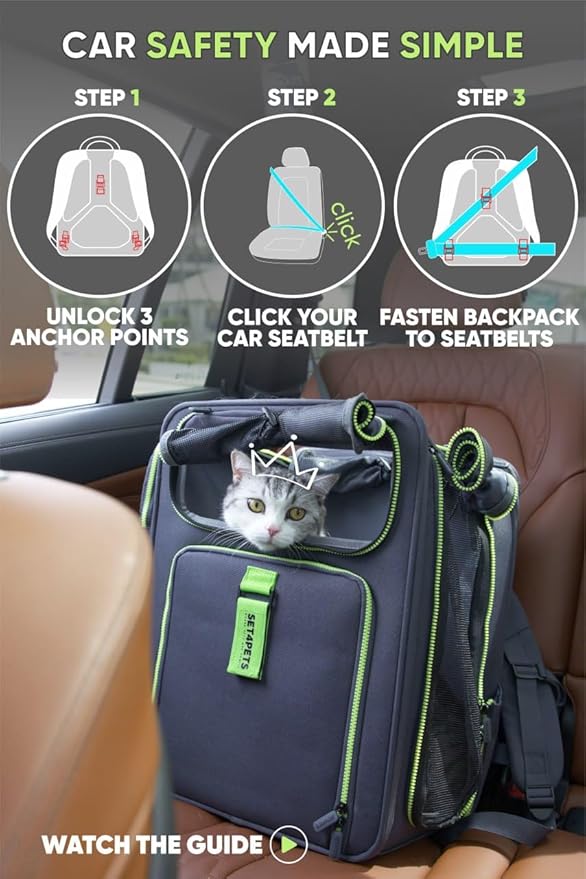 Cat Backpack Carrier & Dog Car Seat for Small Pets Up to 25 lbs - Expandable Cat Carrier Backpack with Safety Leash and Breathable Mesh - Waterproof for Travel - 3 in 1-PawvioPets