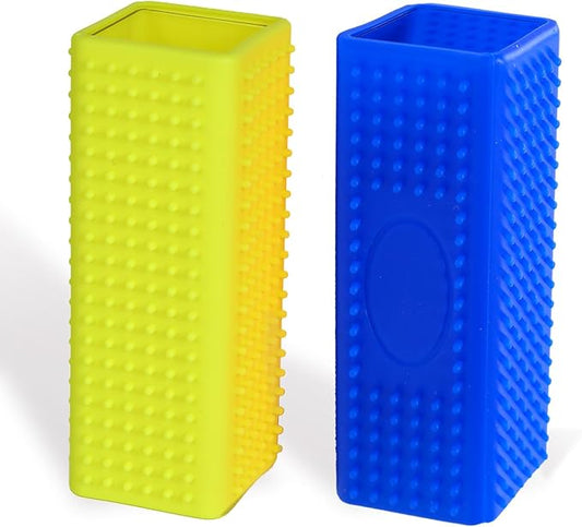 2pcs Pet Dog Cat Hair Remover, Pet Hair Removal Tool, Hollow Cleaner Brush for car，Interior, Furniture, Sofa (blue and yellow)-PawvioPets