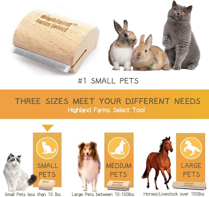 Deshedding Grooming Tool for Dogs, Cats & Horses, Ergonomic Design Wood Groom Brush, Professional Pet Groomer, Painlessly Remove for Short & Long Hair, Fur & Dirt - 2.5 Inches-PawvioPets