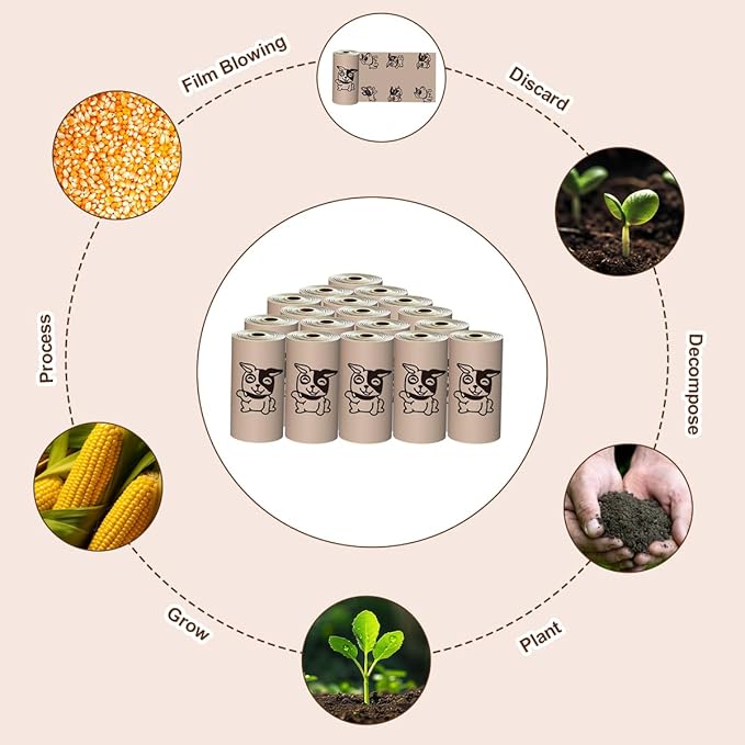 Coffee Dog Poo Bags Coffee scent - 270 Large Biodegradable Poop Bags, Extra Thicken Strong Corn Starch Blended Compostable Leak Proof Poop Waste Bag for Dogs-PawvioPets