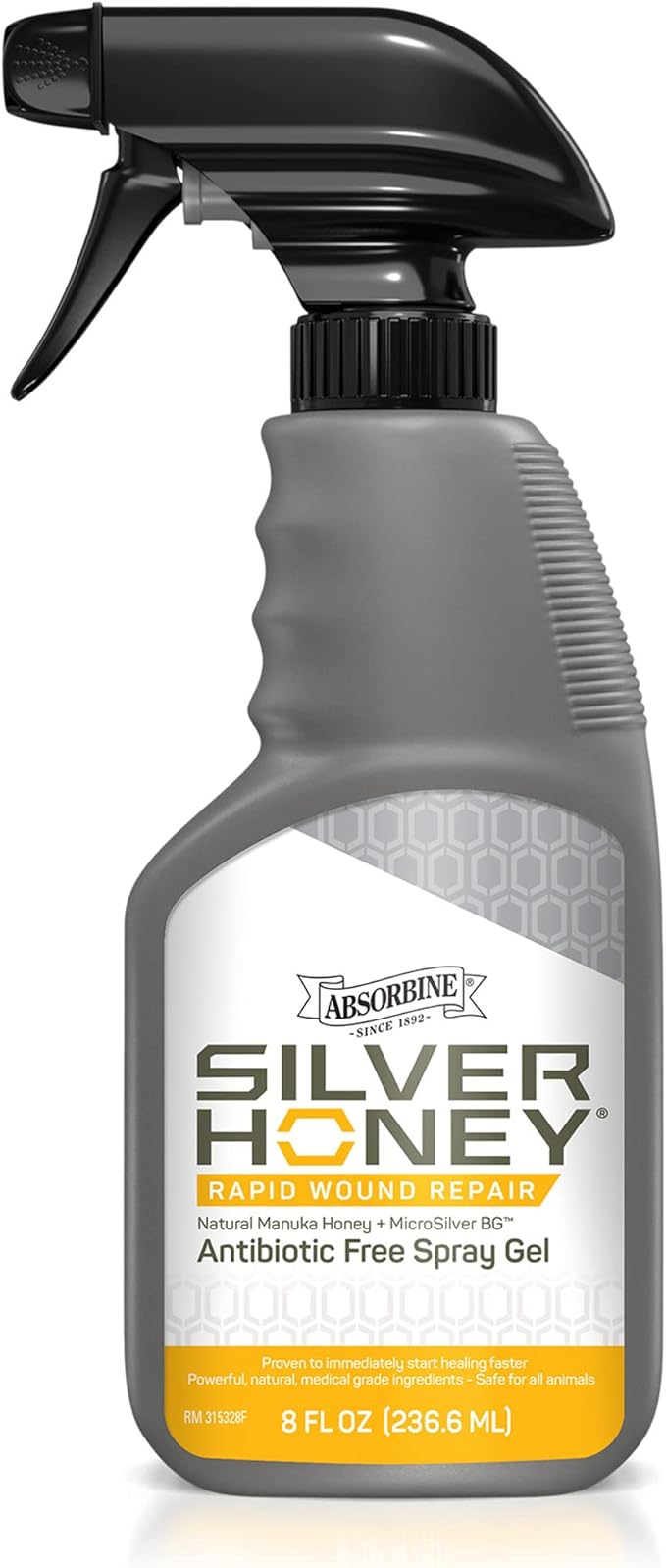 Absorbine Silver Honey Rapid Wound Repair Spray Gel 8oz Bottle, Manuka Honey & MicroSilver BG-PawvioPets