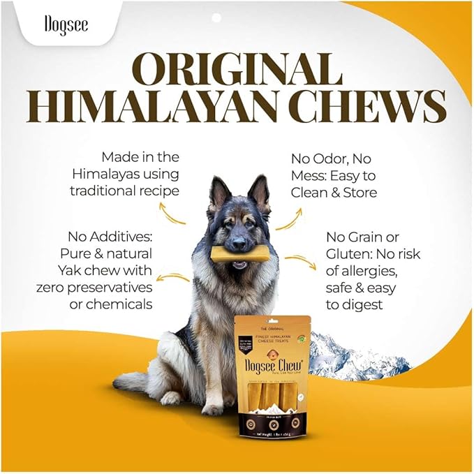 Dogsee Original Himalayan Yak Cheese Chews (XL - 9 Pieces) | Rawhide-Free | Long-Lasting | Fights Plaque & Tartar | Helps Clean Teeth-PawvioPets