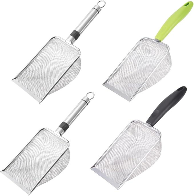 4PCS Reptile Scooper,Litter Cleaner Corner Scoop, Reptile Sand Fine Mesh,Cat Little Scoop, Bearded Dragon Sand Shovel,Pet Poo Shovel Scooper (4PCS Shovels)-PawvioPets