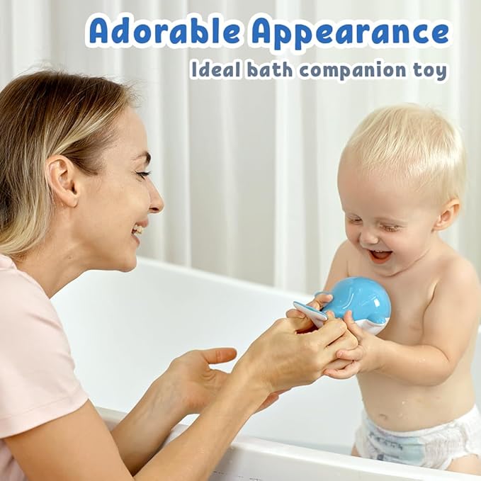 Baby Bath Toys for 6-12 Months, Rechargeable Bath Toys for Babies 6-18 Months, Whale Bath Toy Sprinkler for Toddlers 1-3 2-4, Light Up Bath Toy for Kids, Infant Bathtub Toys-PawvioPets