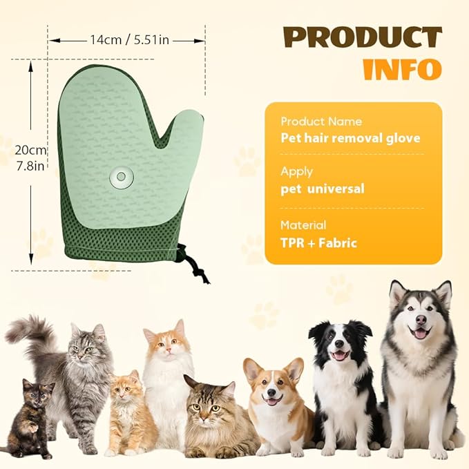 All-in-One Grooming Mist Glove for Pets, Upgrade Efficient Pet Hair Remover Gloves Grooming Spray Comb, Gentle Deshedding Efficient for Dogs & Cats (Green)-PawvioPets