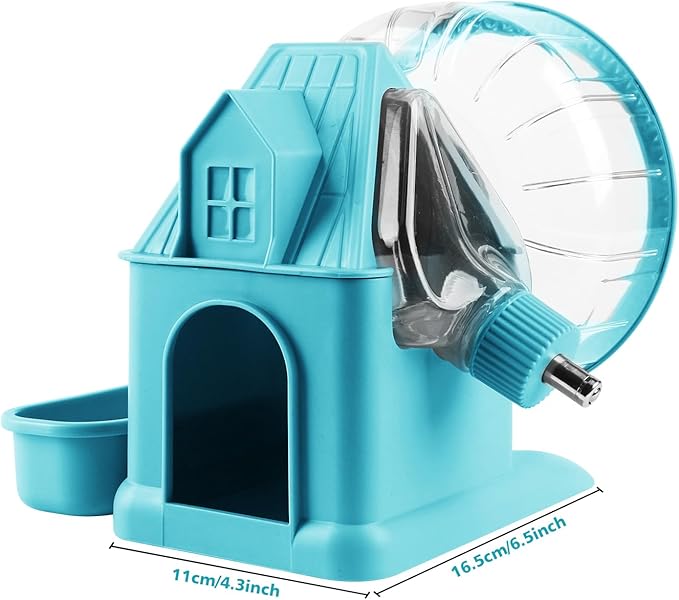 4 in 1 Silent Large Hamster Wheel Multifunctional Hamster Running Wheel Quite Running Spinner Wheel Accessories with Food Bowl Water Bottle for Hamsters Dwarf Gerbil (Blue)-PawvioPets