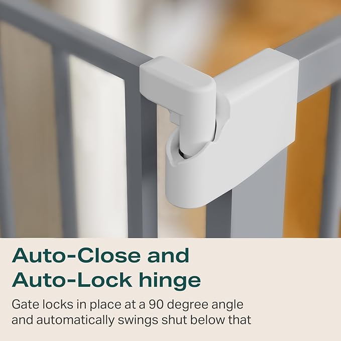 Cumbor 29.7"-51.5" Extra Wide Baby Gate for Stairs, Mom's Choice Awards Winner-Dog Gates for Doorways, Pressure Mounted Walk Through Pet Gate Indoor, Safety Auto-Close Child Gate for Kids, Gray-PawvioPets