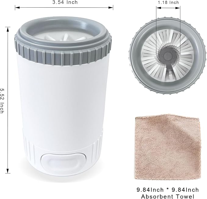 Dog Paw Cleaner with Absorbent Towel, Dog Paw Washer, Muddy Paw Cleaner, Dog Foot Cleaner, Plunger Style Dog Paw Washer, Paw Cleaner for Dogs, Suitable for Small Breed & Medium Breed Dogs-PawvioPets