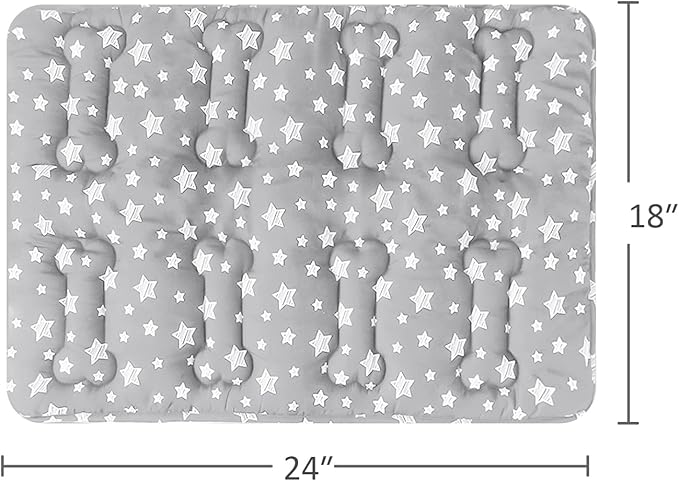 Dog Crate Mat (24" X 18") 2 Pack, Soft Dog Bed Mat with Cute Prints, Personalized Dog Crate Pad, Anti-Slip Bottom, Machine Washable Kennel Pad, Grey-PawvioPets