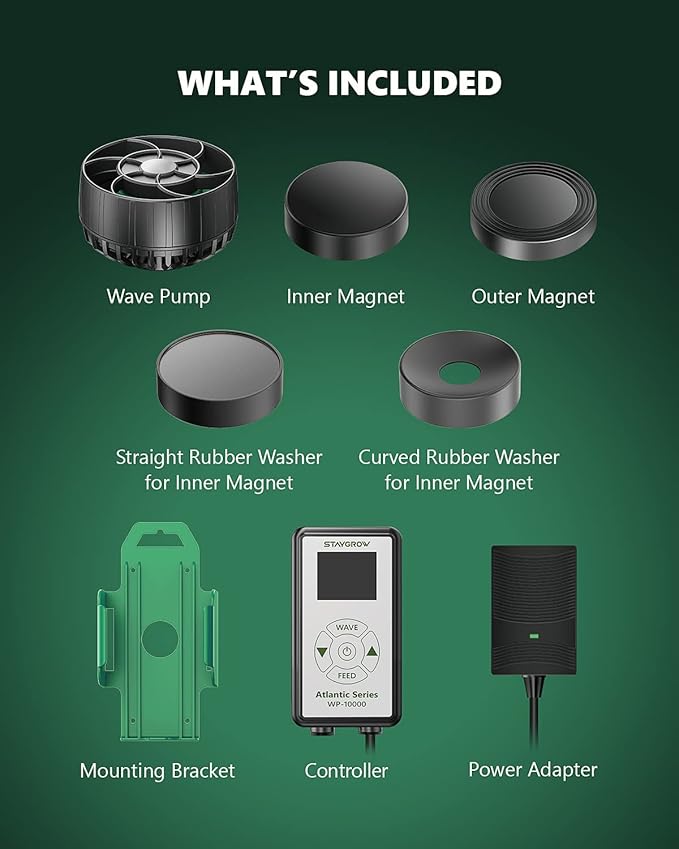 Atlantic Series WP-10000 Wave Maker for Aquarium, DC 24V 20W 2642 GPH (10000 L/H) Powerhead, Powerful yet Silent Sine Wave Controllable Wave Pump for Fresh/Saltwater/Marine/Reef Tank Black-PawvioPets