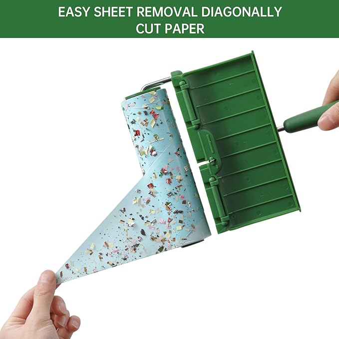 Floor Lint Rollers Pet Hair Extra Sticky with Retractable Long Handle,Large Cat Dog Hair Remover Laundry Clothes Carpet Furniture,6.3 inches Wider with 640 Sheets Giant Lint Remover Brush for Couch-PawvioPets