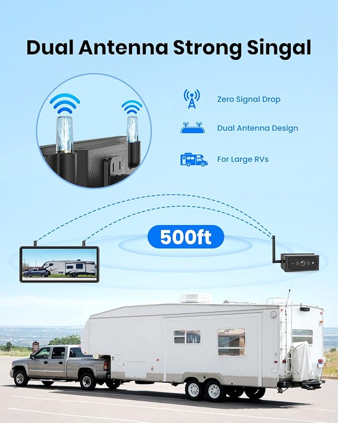 AUTO-VOX Wireless Backup Camera Magnetic:7.2" 1080P HD DVR Recording Monitor,No Wiring 1 Min Install Dual Antenna RV Back Up Camera,IP69K Waterproof with IR Night Vision for Truck,Camper,Trailer-PawvioPets