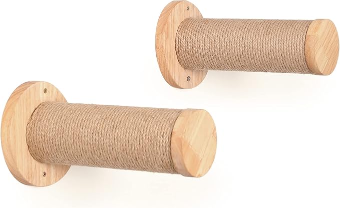 FUKUMARU Cat Wall Furniture, 11.8 Inch Cats Steps for Drywall, Kitten Stairs for Wall Mounted with Jute Scratching Kittens Shelf, 2 of Pack-PawvioPets