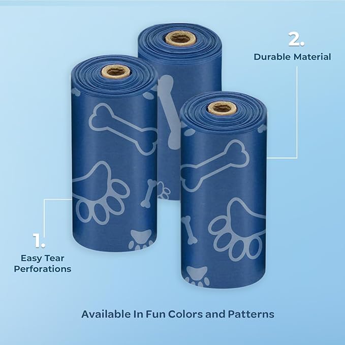 Best Pet Supplies Dog Poop Bags (240 Bags) for Waste Refuse Cleanup, Doggy Roll Replacements for Outdoor Puppy Walking and Travel, Leak Proof and Tear Resistant, Thick Plastic - Royal Blue-PawvioPets