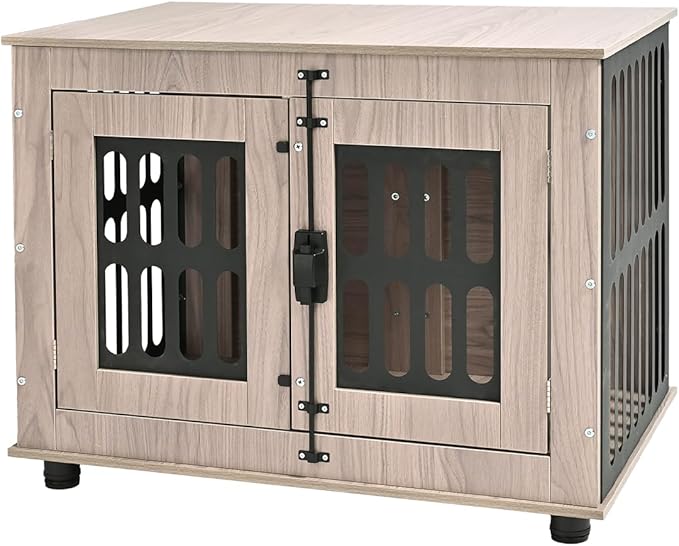 Amazon Basics Heavy Duty Dog Crate Furniture for Small Dogs, Wooden Decorative Dog Kennel Cage Indoor with Safety Lock, 32.5" L x 25.6" W x 21.9" H-PawvioPets