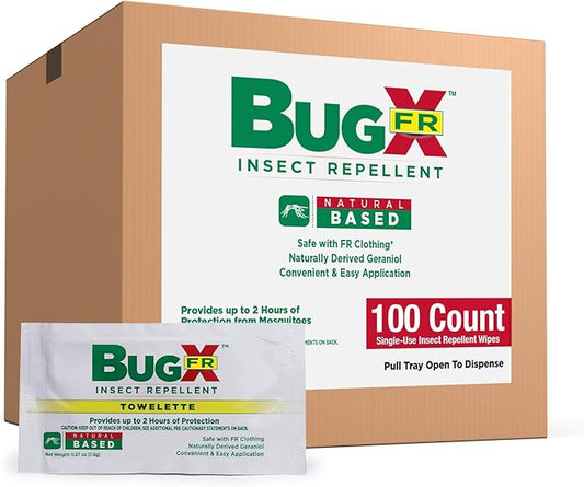 CoreTex Bug X FR DEET-Free Insect Repellent Wipes - Pack of 100 Single-Use, Naturally Derived Geranium Oil Bug Wipes - Protects Against Flies, Fleas & Mosquitoes - Travel Mosquito Repellent Towelettes-PawvioPets
