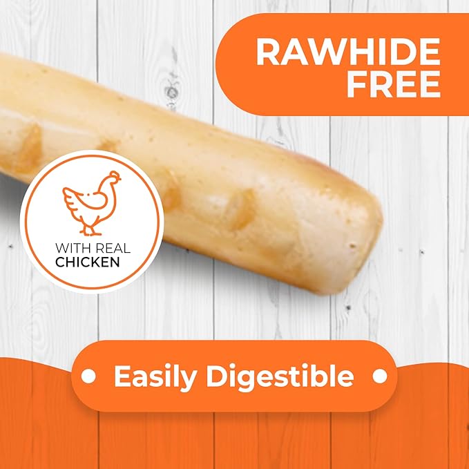 Canine Naturals Chicken Recipe Chew - Rawhide Free Dog Treats - Made from USA Raised Chicken - All-Natural and Easily Digestible - Large (2 Count) for Dogs 50-75Lb-PawvioPets