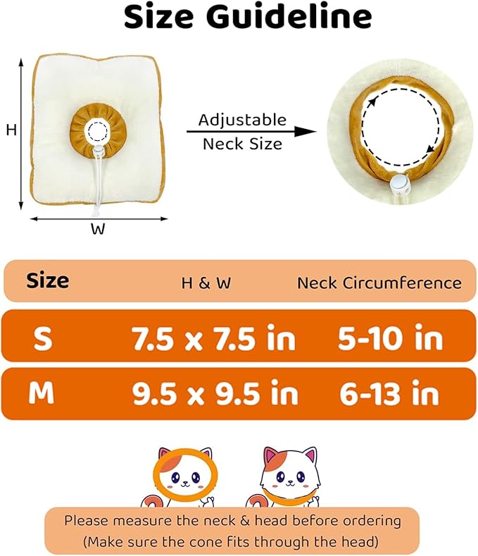 Amakunft Adjustable Cat Recovery Collar - Soft Cone for Post-Surgery Care, Kitten & Adult Cat (Toast, M)-PawvioPets