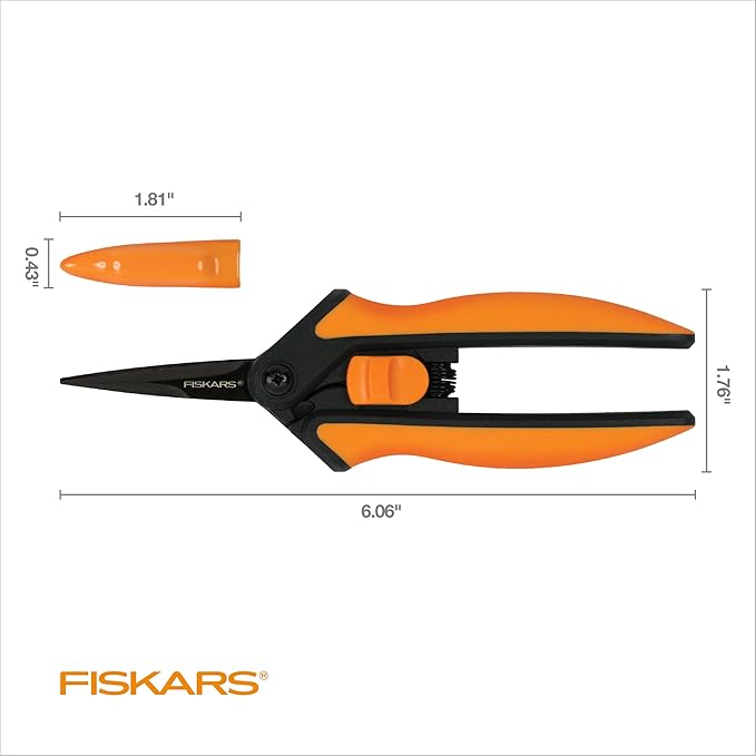 Fiskars 6" Pruning Scissors for Flowers, Buds, Weeds and Small Plants, Garden Snips with Resin Resistant Nonstick Stainless Steel Blades, Gardening Trimmers with Comfortable Handle-PawvioPets