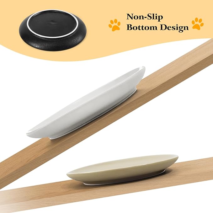 3PCS Cat Food Bowl,Ceramic Cat Dish for Indoor Cats,Wide Shallow Cat Bowls for Dry and Wet Food,Anti Whisker Fatigue Cat Plates for Kitten Cats or Dogs-PawvioPets