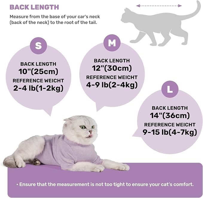 Breathable Cat Recovery Suit for Female/Male, Anti-Licking Kitten Onesie - Cat Surgery Pajamas with Sleeve After Spay, Prevent Shedding, Abdominal Wounds, Skin Diseases or E-Collar Alternative-PawvioPets