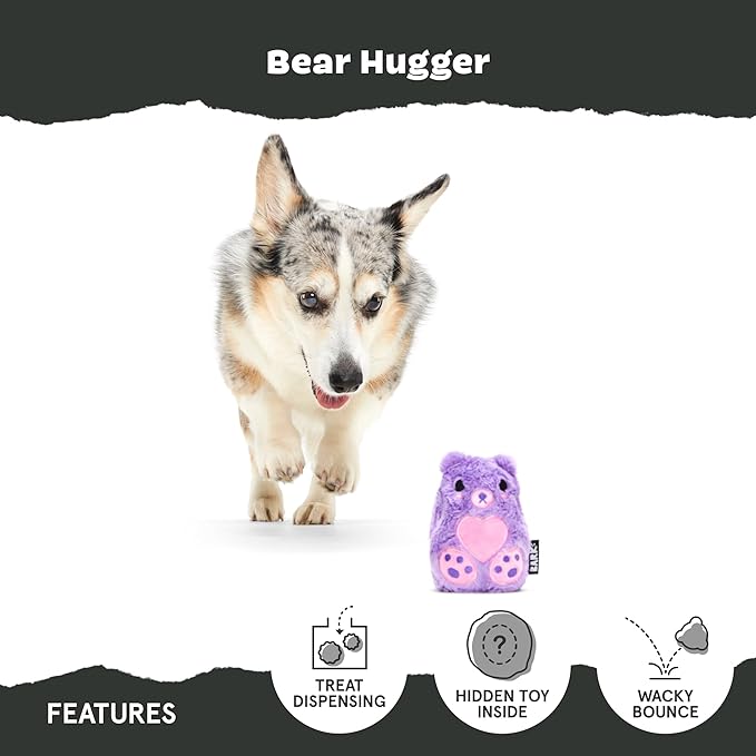 Barkbox Bear Hugger Dog Toy for Aggressive Chewers | 2-in-1 Plush & Rubber Treat-Dispensing Toy for Small Dogs | Puppy Teething Toys & Dog Toys to Keep Them Busy-PawvioPets