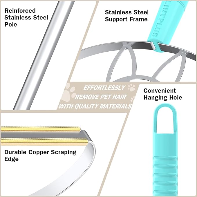 63“Ultra Long Carpet Rake by LINTPLUS-Heavy Duty Carpet Scraper & Pet Hair Remover for Deep Cleaning, Efficient Dog Hair Remover for Carpets,Rugs,Furniture-Durable Carpet Rake for Home Use-PawvioPets
