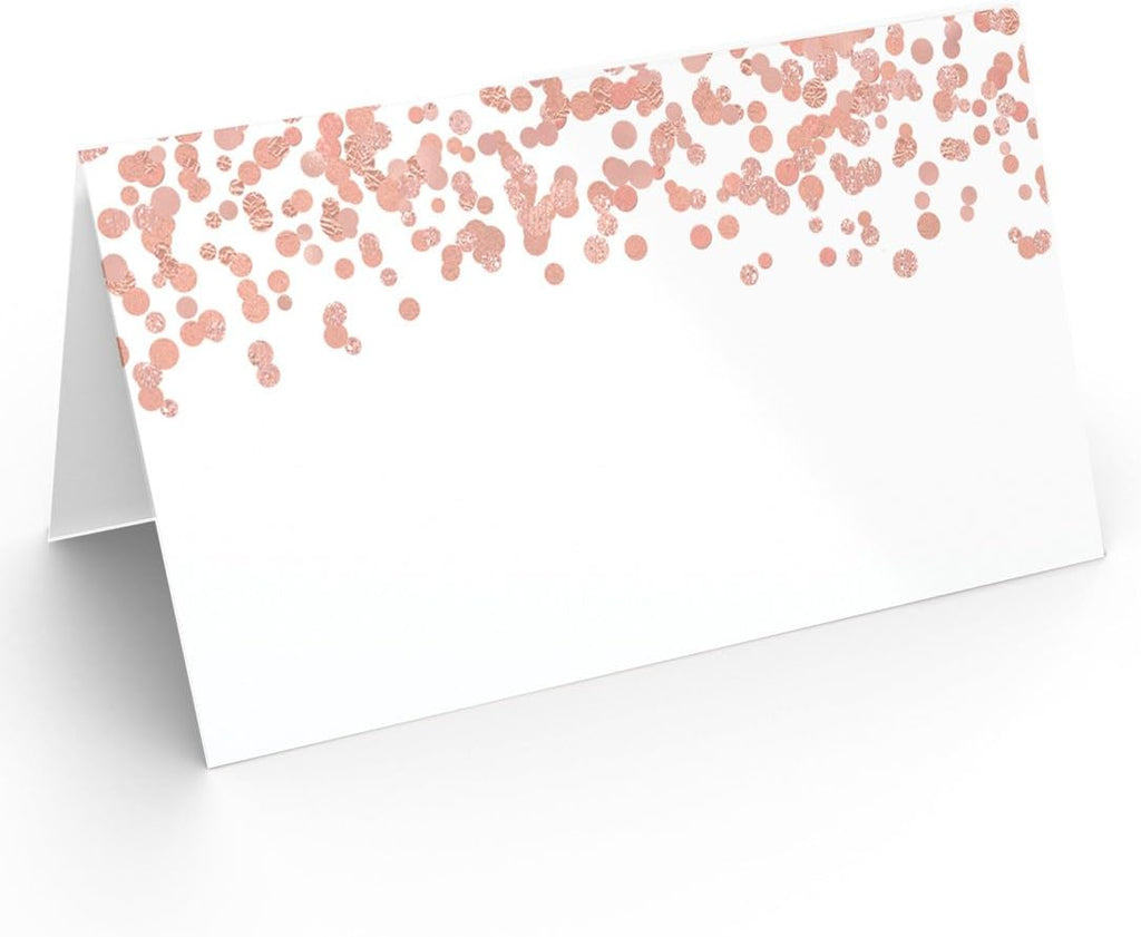 Printed Party Table Place Cards for All Occasions and Events, Set of 25 (Rose Gold)