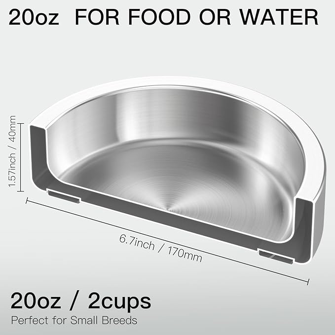 20oz Stainless Steel Cat Food & Water Bowl - Double Walled 304 Stainless Steel Non-Slip Cat Dish | BPA-Free & Dishwasher Safe for Indoor Cats-PawvioPets