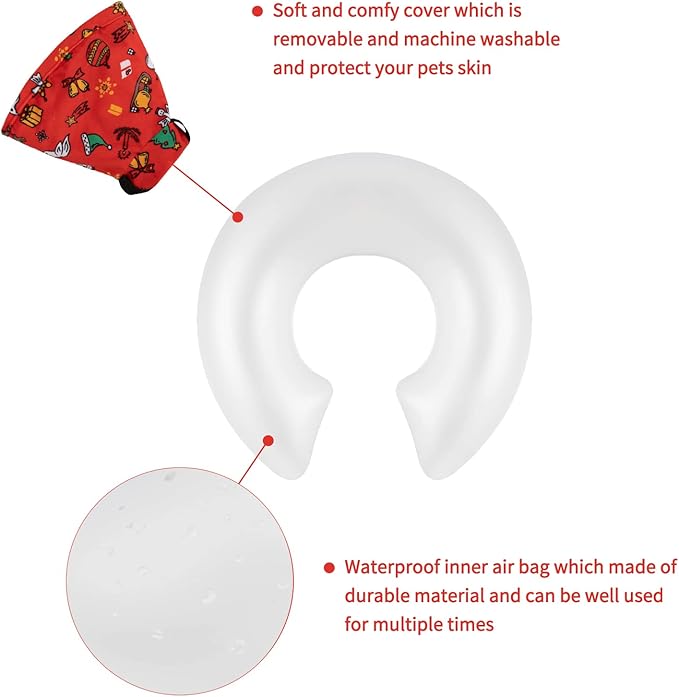 CuteBone Inflatable Soft Dog Cone with Removable Fleece Covers for Small/Medium/Large Dogs and Cats After Surgery GWB07S-PawvioPets