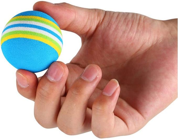 12 Pack 2 Color Rainbow Cat Toy Balls Soft EVA Foam Interactive Indoor Kittens Favorite Toys 1.38" Dia. Small Dogs Puppies Toy Balls Bulk Activity Chase Quiet Play Sponge Ball-PawvioPets