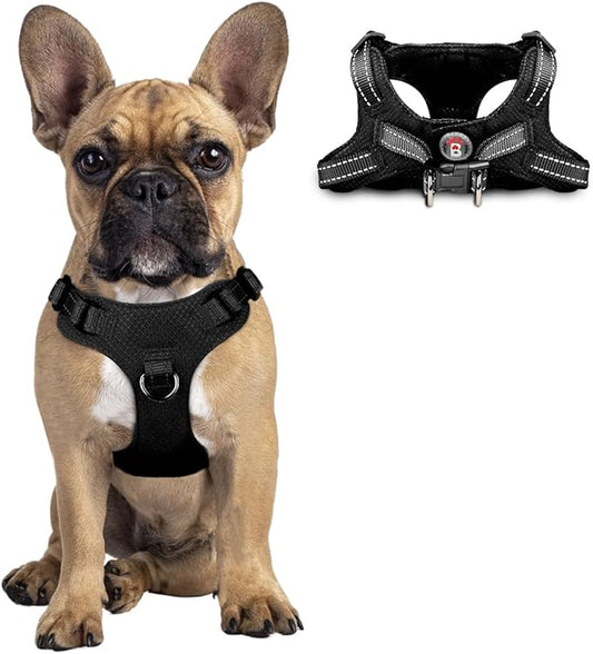 Dog Harness Step in Dog Vest Harness, Reflective Adjustable Puppy No Pull Harness Breathable Soft for Small and Medium Dogs Cats, Black, S-PawvioPets