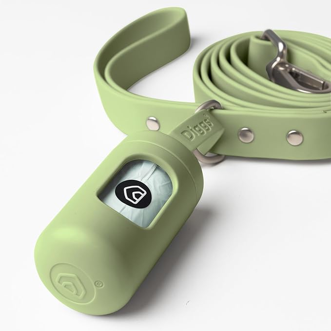 DIGGS Dog Poop Bag Dispenser for Leash - Premium Dog Waste Bag Holder with Easy One-Hand Dispensing (Sage)-PawvioPets