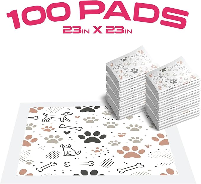 Disposable Dog Training Pads – Highly Absorbent Pee Pads with Quick-Dry Gel, Leak Proof Backing, Pheromonal Attractant for Housebreaking and Indoor Potty Training – 23 x 23 in (100 Count)-PawvioPets